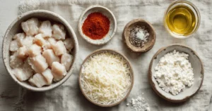 Key ingredients for Cottage Cheese Parmesan Firecracker Chicken including chicken, cottage cheese, and Parmesan