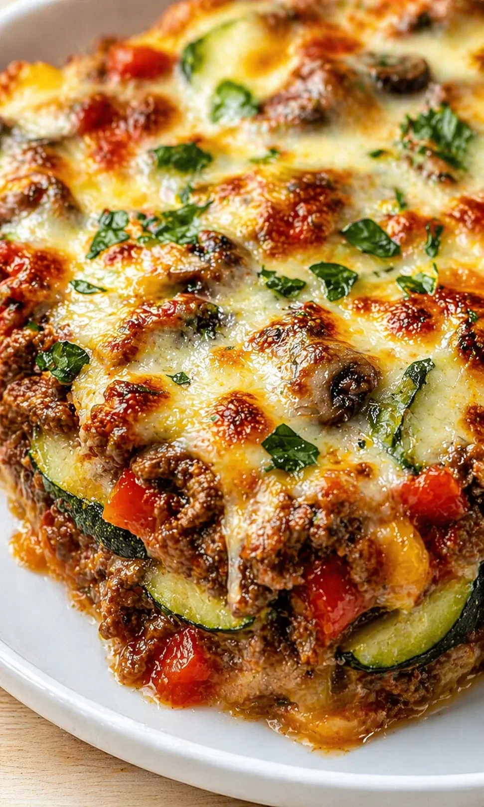 Final plated Zucchini Pizza Casserole: A Game-Changer for Dinner Night served as a hero shot