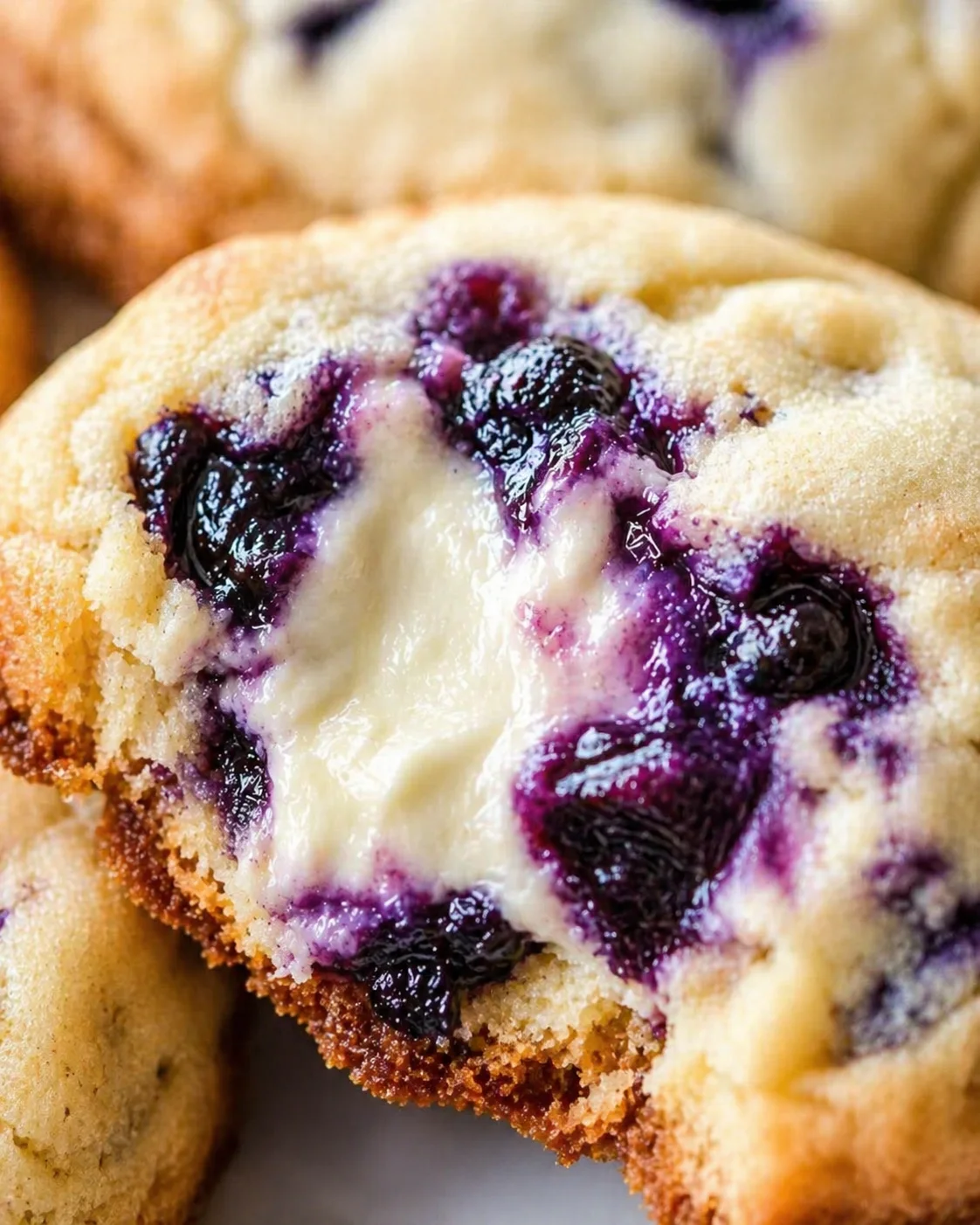 Tight detail shot of Blueberry Cheesecake Cookies - Recipes Finds highlighting texture