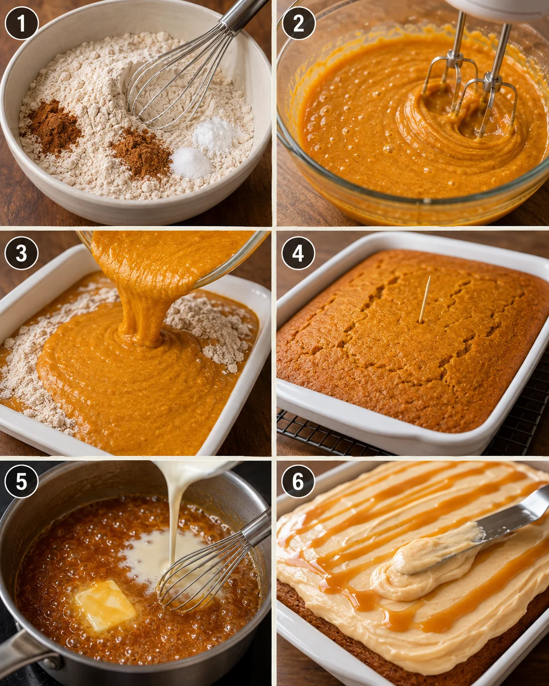 Decadent pumpkin cake topped with rich caramel cream cheese frosting.